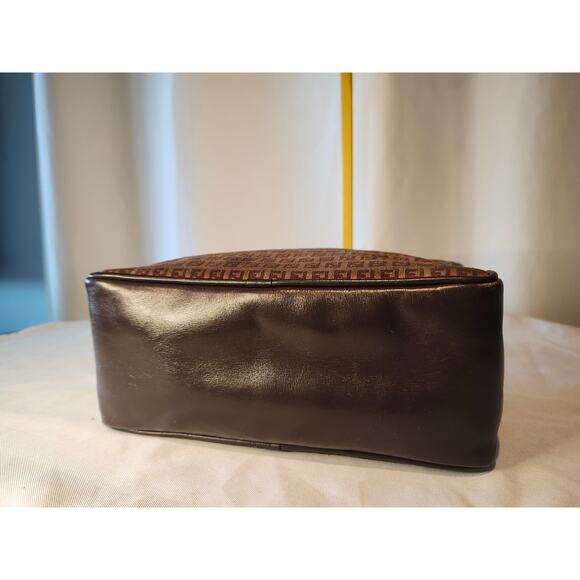 SOLD Fendi Suede and Leather Zucchino FF Logo Crossbody Bag Brown Made in Italy - Picture 7 of 16